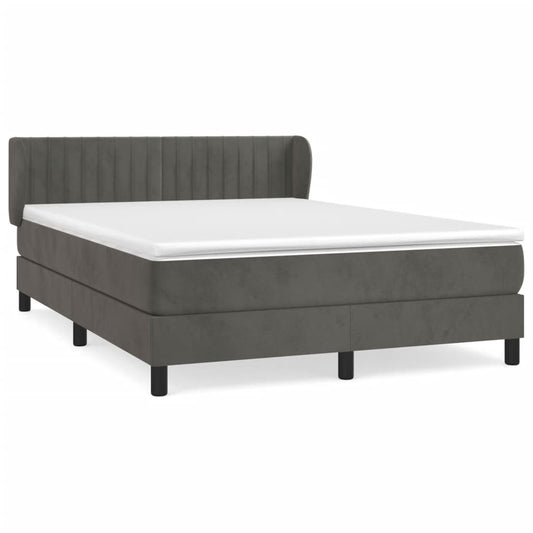 Box Spring Postel S Matrací Samet Tmavě Šedá