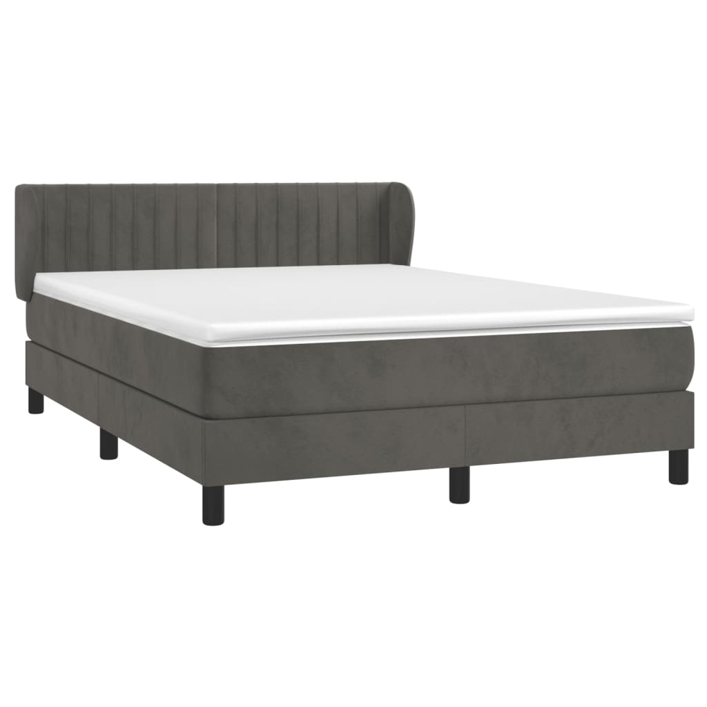 Box Spring Postel S Matrací Samet Tmavě Šedá