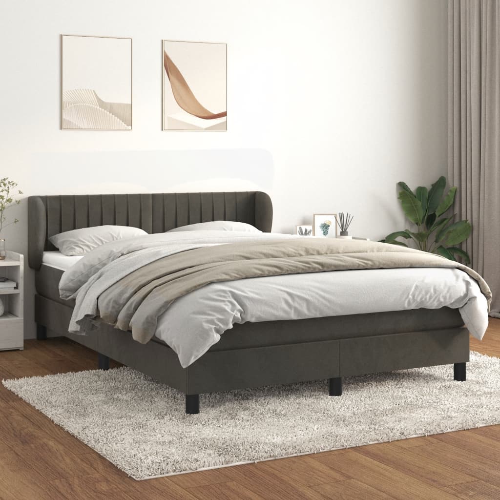 Box Spring Postel S Matrací Samet Tmavě Šedá