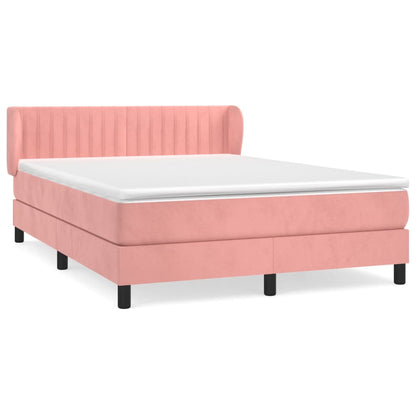 Box Spring Postel S Matrací Samet Růžová