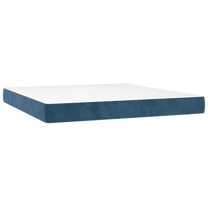Box Spring Postel S Matrací Tmavě Modrá Samet Tmavě Moddrá