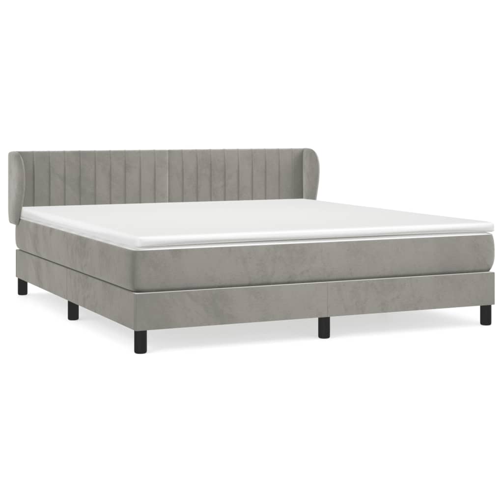 Box Spring Postel S Matrací Samet Světle Šedá