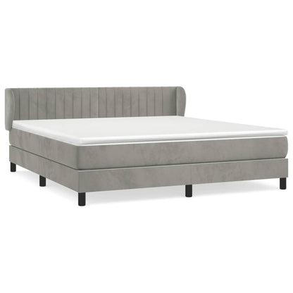 Box Spring Postel S Matrací Samet Světle Šedá