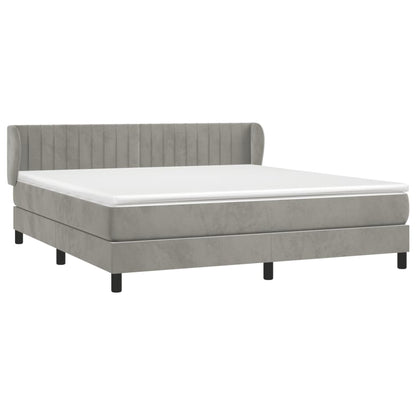 Box Spring Postel S Matrací Samet Světle Šedá