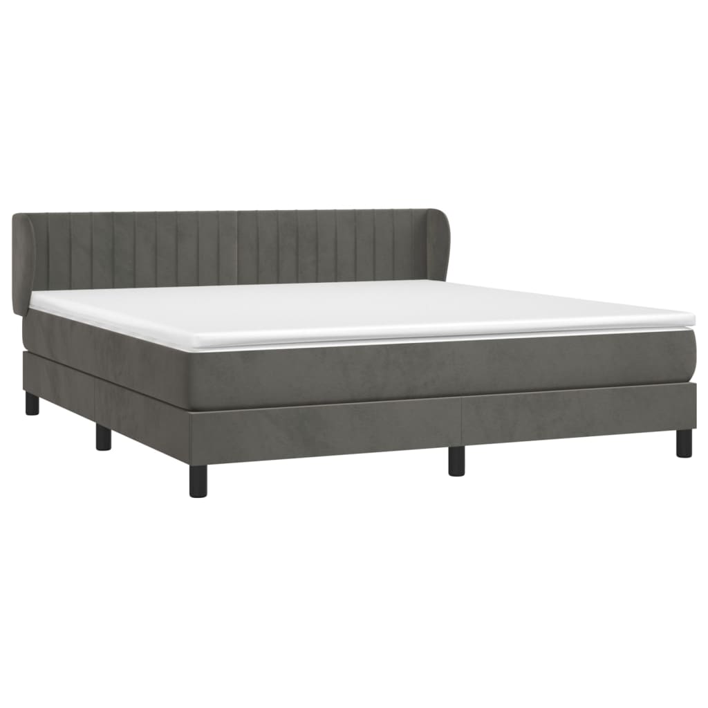 Box Spring Postel S Matrací Samet Tmavě Šedá