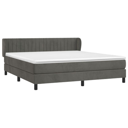 Box Spring Postel S Matrací Samet Tmavě Šedá