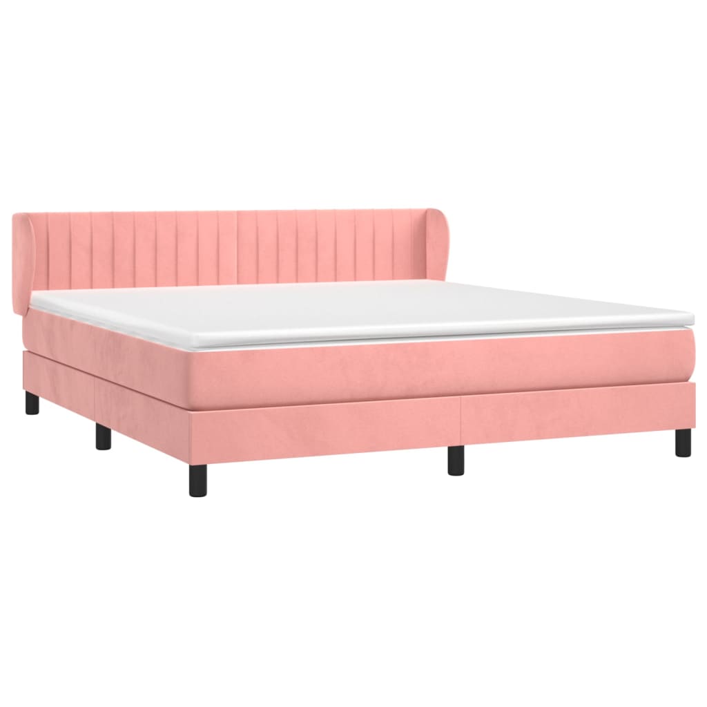 Box Spring Postel S Matrací Samet Růžová