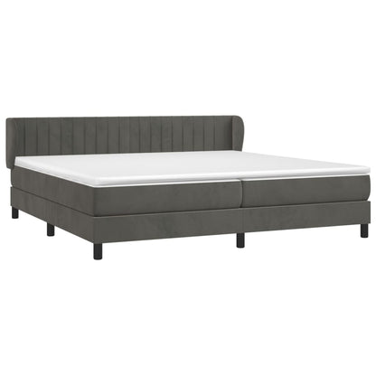 Box Spring Postel S Matrací Samet Tmavě Šedá