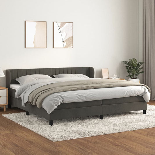 Box Spring Postel S Matrací Samet Tmavě Šedá