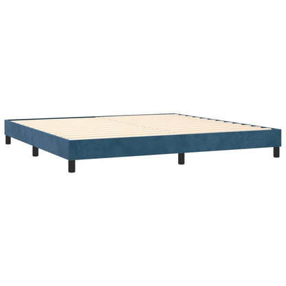 Box Spring Postel S Matrací Tmavě Modrá Samet Tmavě Moddrá