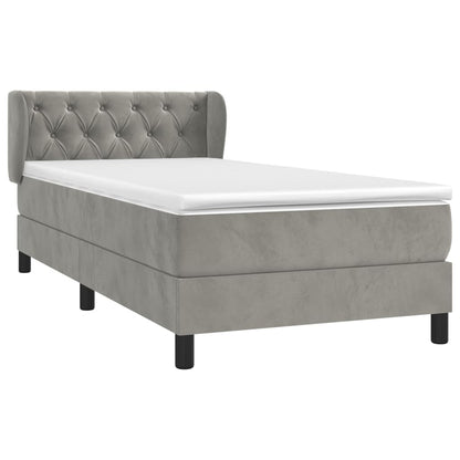 Box Spring Postel S Matrací Samet Světle Šedá