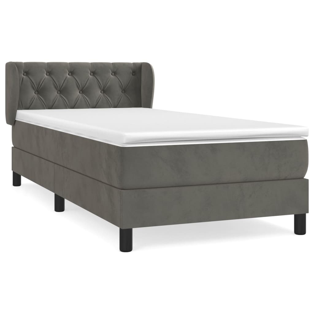 Box Spring Postel S Matrací Samet Tmavě Šedá