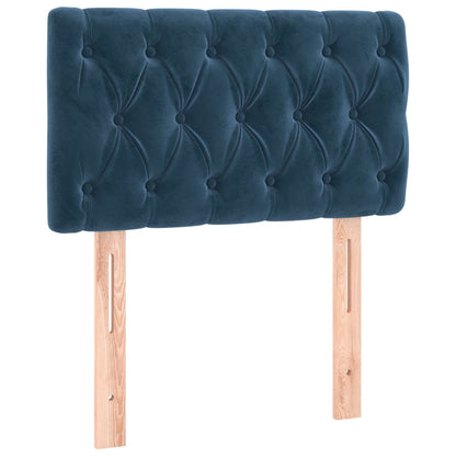Box Spring Postel S Matrací Tmavě Modrá Samet Tmavě Moddrá