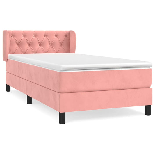 Box Spring Postel S Matrací Samet Růžová