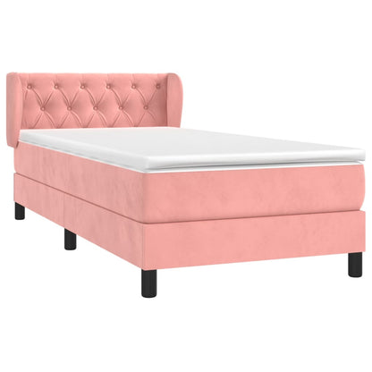 Box Spring Postel S Matrací Samet Růžová