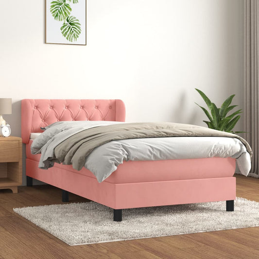 Box Spring Postel S Matrací Samet Růžová