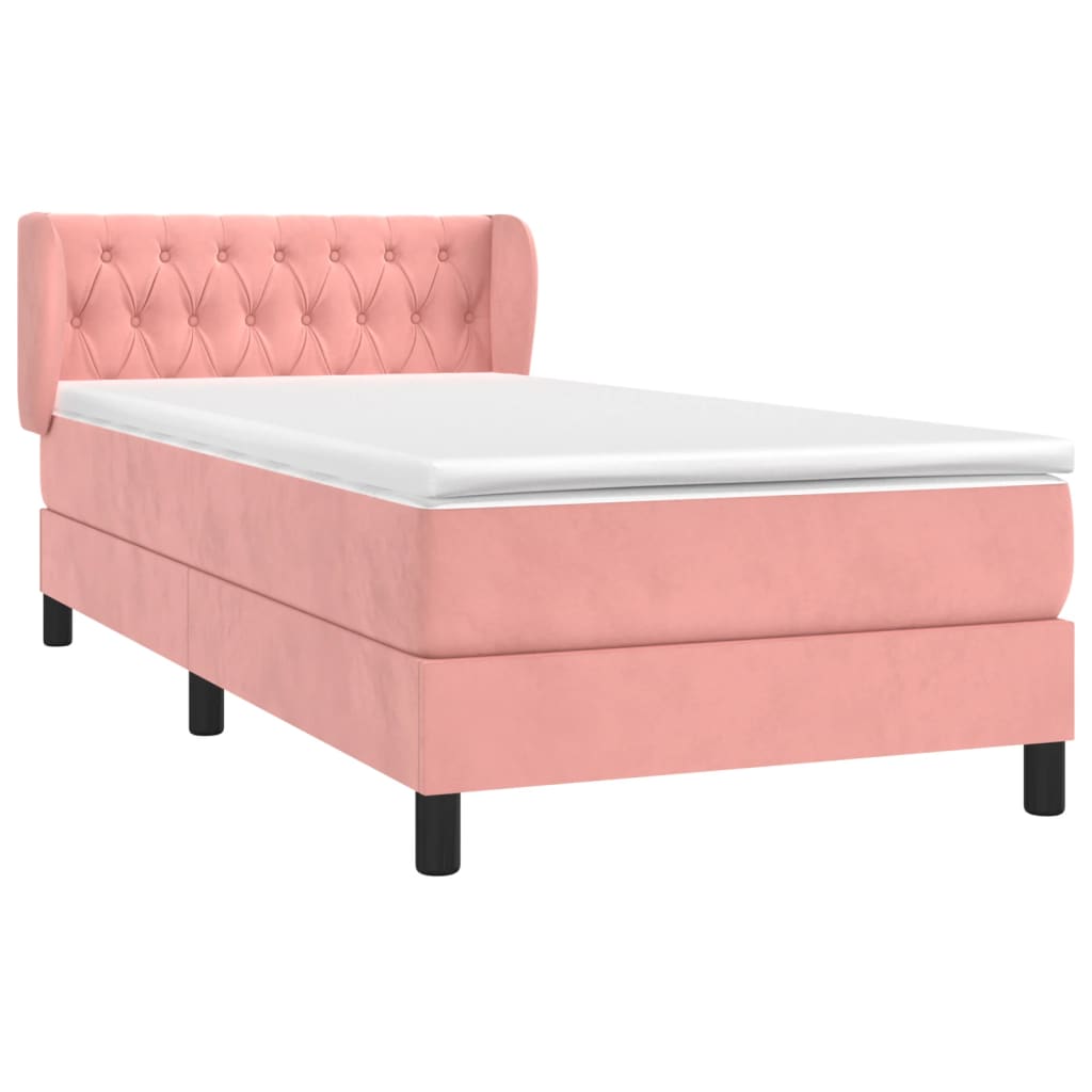 Box Spring Postel S Matrací Samet Růžová