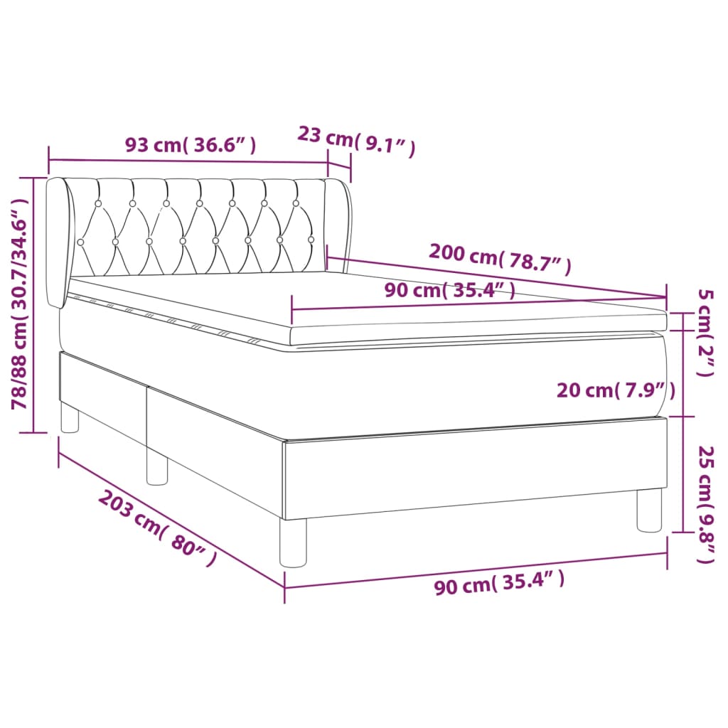 Box Spring Postel S Matrací Samet Světle Šedá