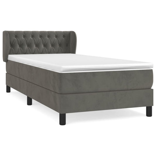 Box Spring Postel S Matrací Samet Tmavě Šedá