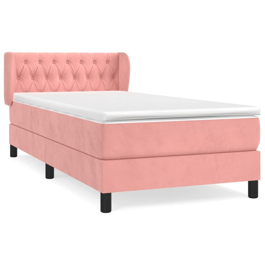 Box Spring Postel S Matrací Samet Růžová