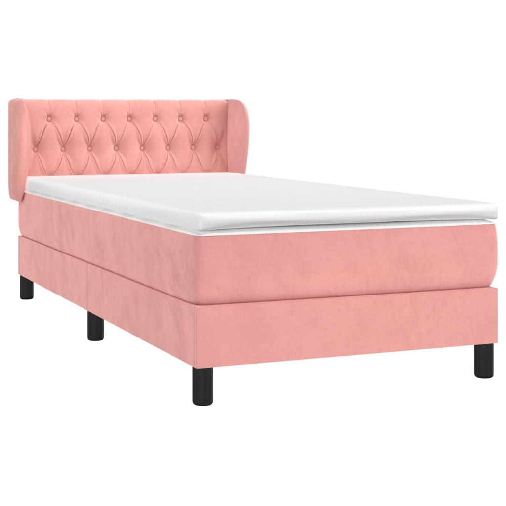 Box Spring Postel S Matrací Samet Růžová