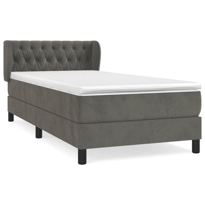 Box Spring Postel S Matrací Samet Tmavě Šedá