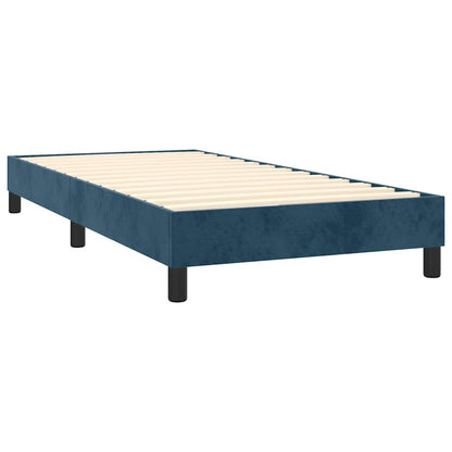 Box Spring Postel S Matrací Tmavě Modrá Samet Tmavě Moddrá