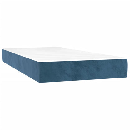 Box Spring Postel S Matrací Tmavě Modrá Samet Tmavě Moddrá