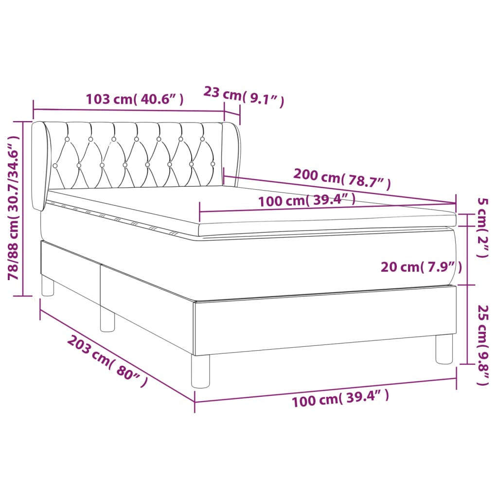 Box Spring Postel S Matrací Tmavě Modrá Samet Tmavě Moddrá