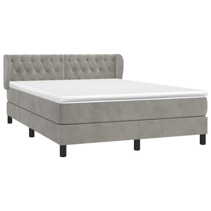 Box Spring Postel S Matrací Samet Světle Šedá