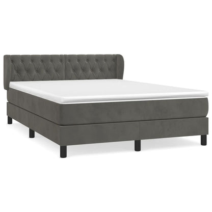 Box Spring Postel S Matrací Tmavě Šedý Samet Tmavě Šedá