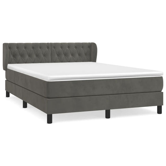 Box Spring Postel S Matrací Tmavě Šedý Samet Tmavě Šedá