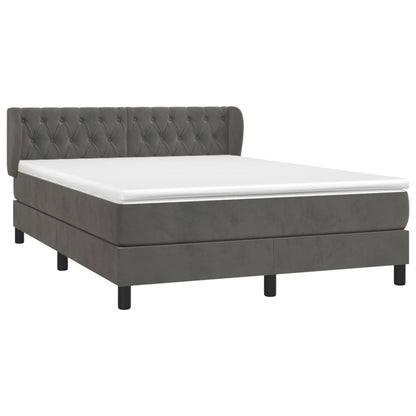 Box Spring Postel S Matrací Tmavě Šedý Samet Tmavě Šedá