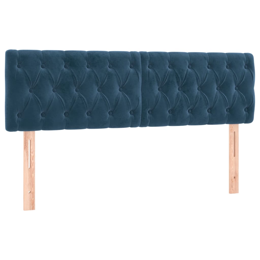 Box Spring Postel S Matrací Tmavě Modrá Samet Tmavě Moddrá