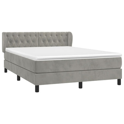 Box Spring Postel S Matrací Samet Světle Šedá