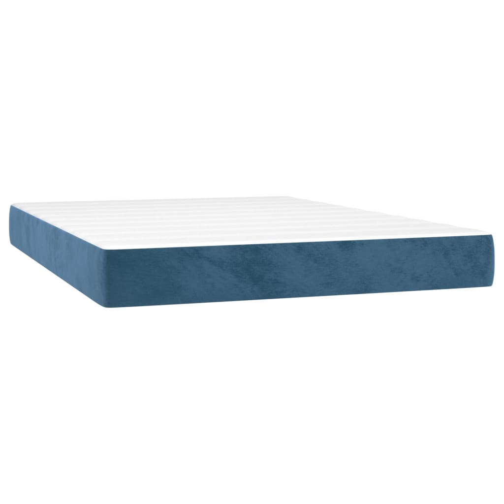 Box Spring Postel S Matrací Tmavě Modrá Samet Tmavě Moddrá