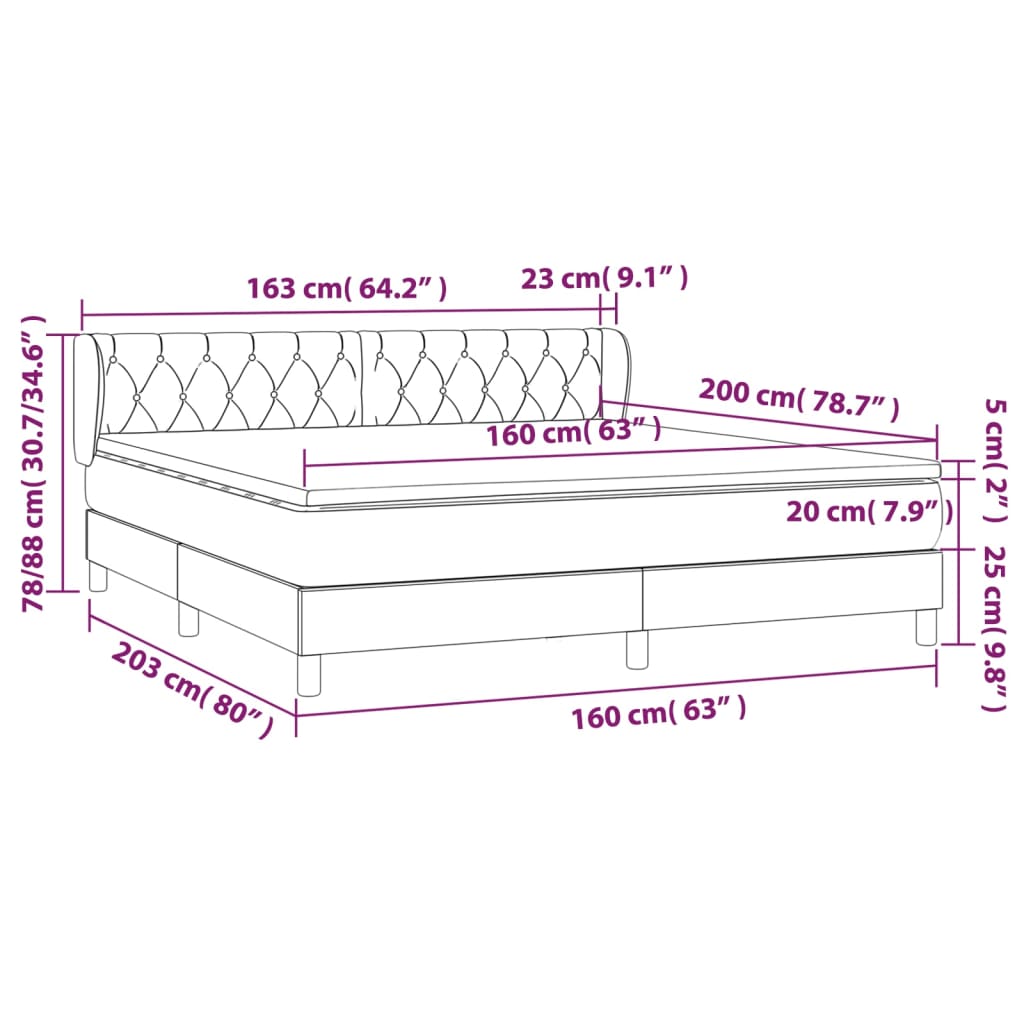 Box Spring Postel S Matrací Samet Tmavě Šedá