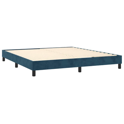 Box Spring Postel S Matrací Tmavě Modrá Samet Tmavě Moddrá