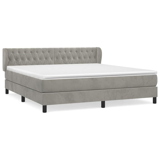 Box Spring Postel S Matrací Samet Světle Šedá