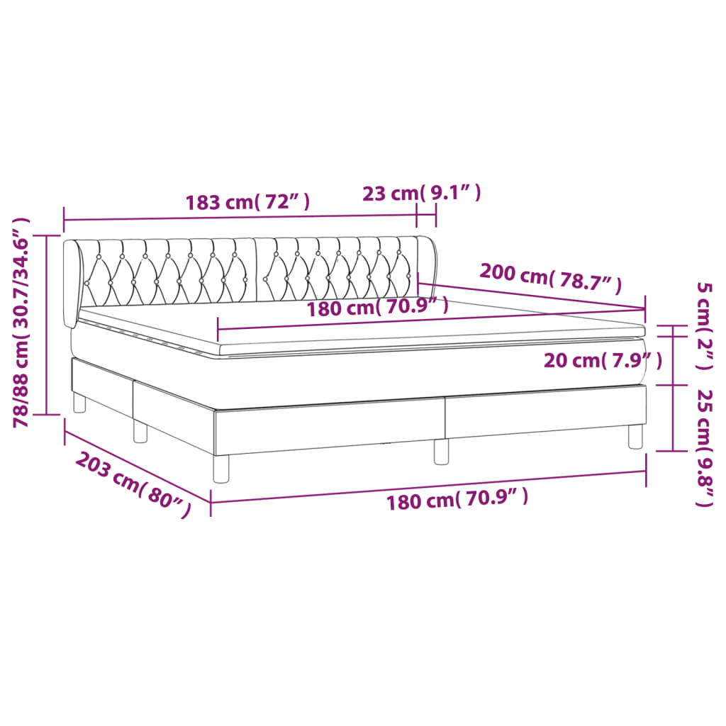 Box Spring Postel S Matrací Černá Samet Černá