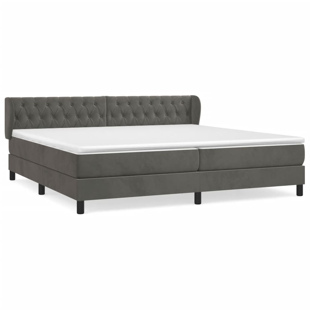 Box Spring Postel S Matrací Samet Tmavě Šedá