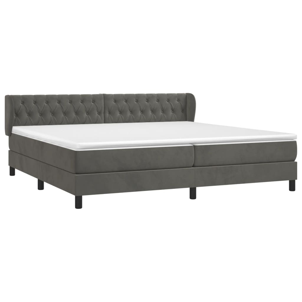 Box Spring Postel S Matrací Samet Tmavě Šedá