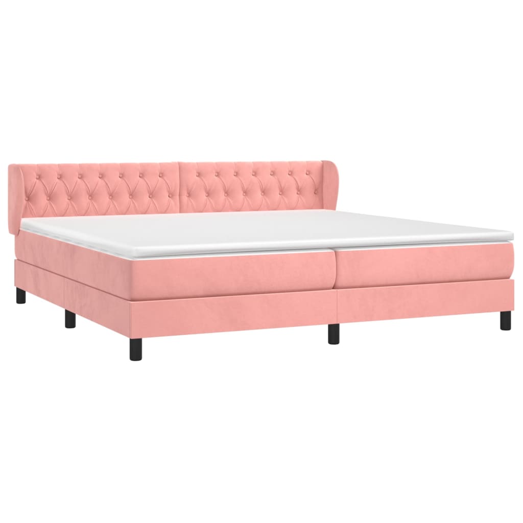 Box Spring Postel S Matrací Samet Růžová