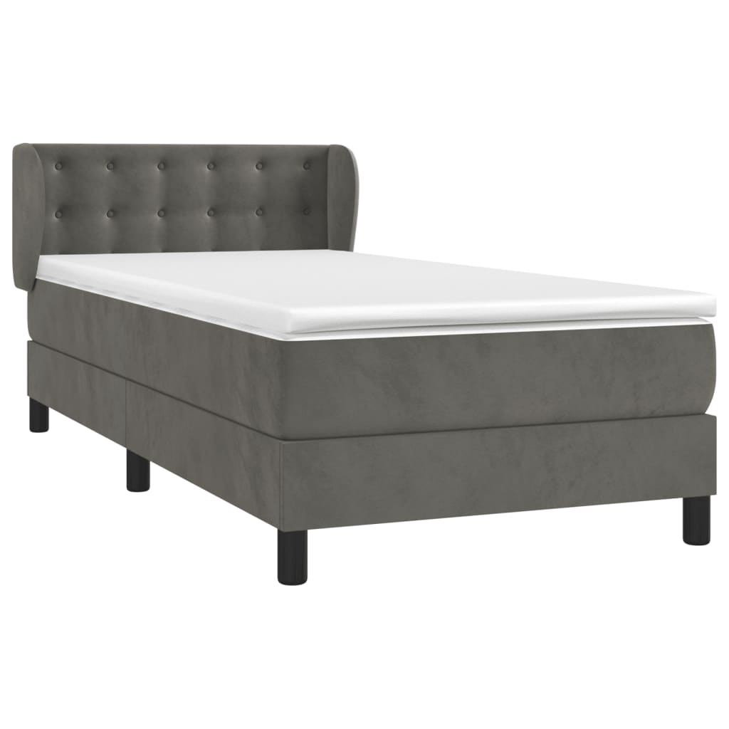 Box Spring Postel S Matrací Samet Tmavě Šedá
