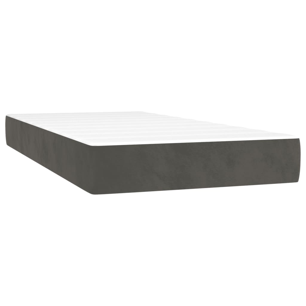Box Spring Postel S Matrací Samet Tmavě Šedá