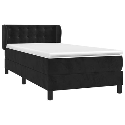Box Spring Postel S Matrací Černá Samet Černá
