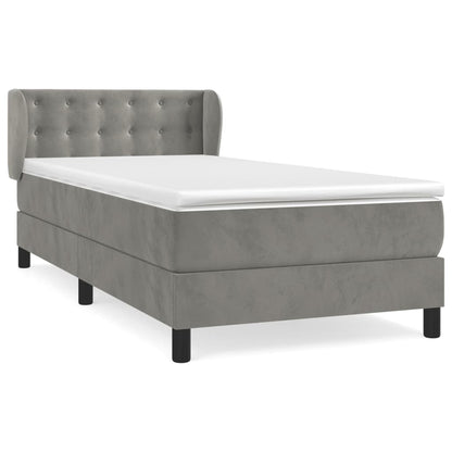 Box Spring Postel S Matrací Samet Světle Šedá