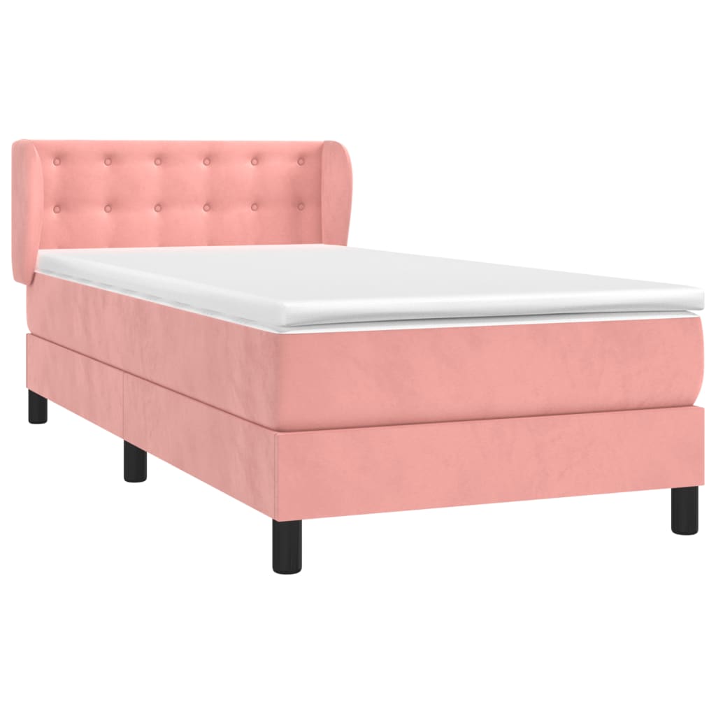 Box Spring Postel S Matrací Samet Růžová