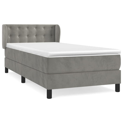 Box Spring Postel S Matrací Samet Světle Šedá