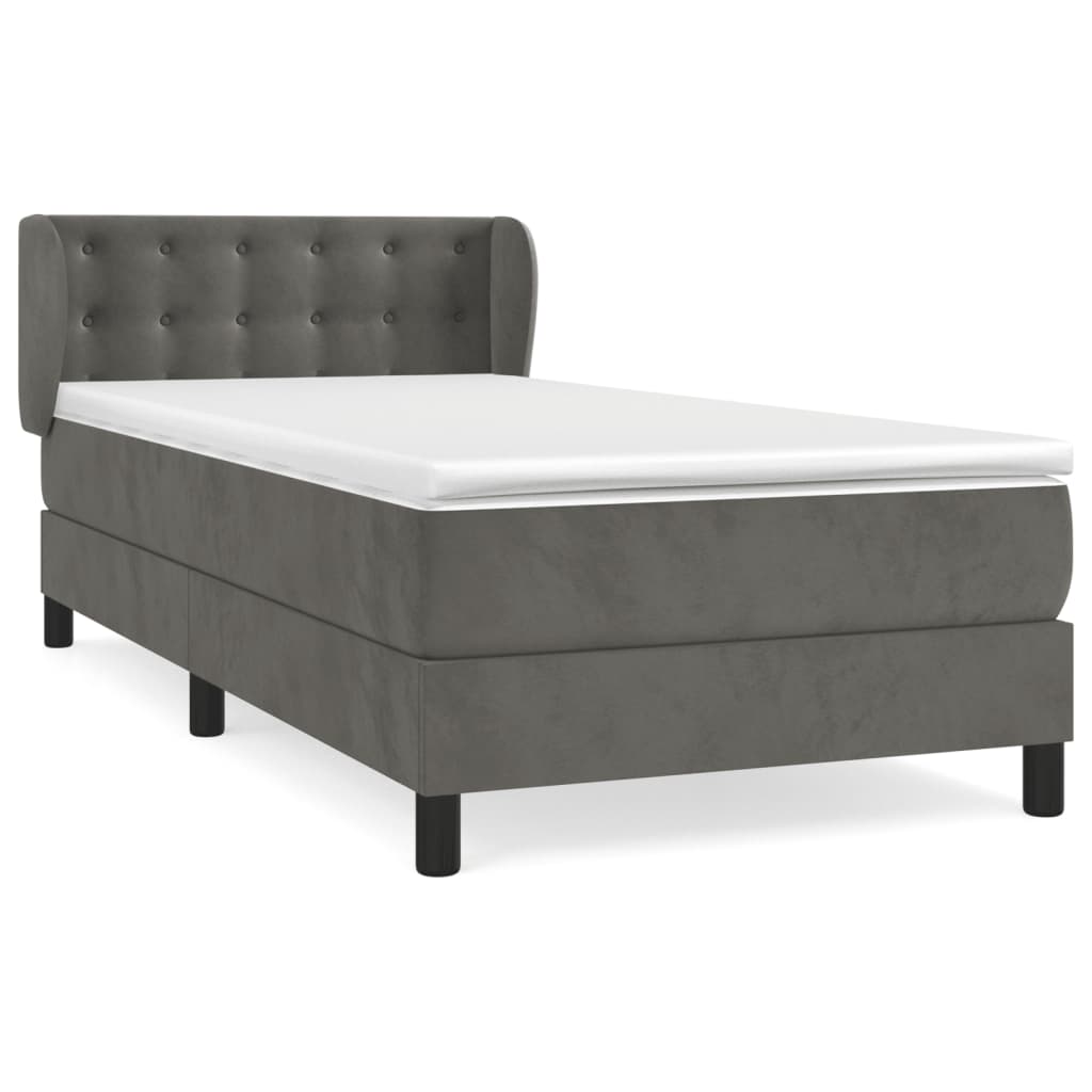 Box Spring Postel S Matrací Samet Tmavě Šedá